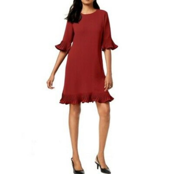 NWT Alfani Pleated Flounce Shift Dress , 6 - Picture 1 of 3